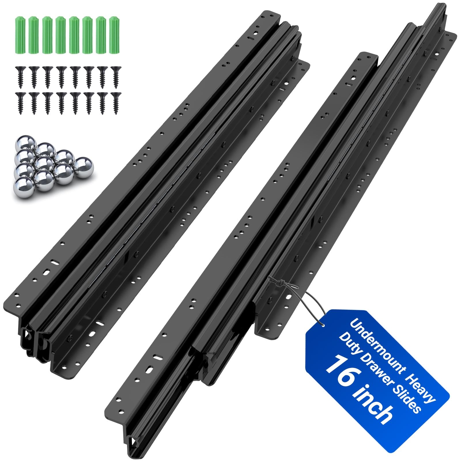 Bottom Mount Drawer Slides, 265 lbs Capacity Heavy Duty Full Extension Rails ... gallery