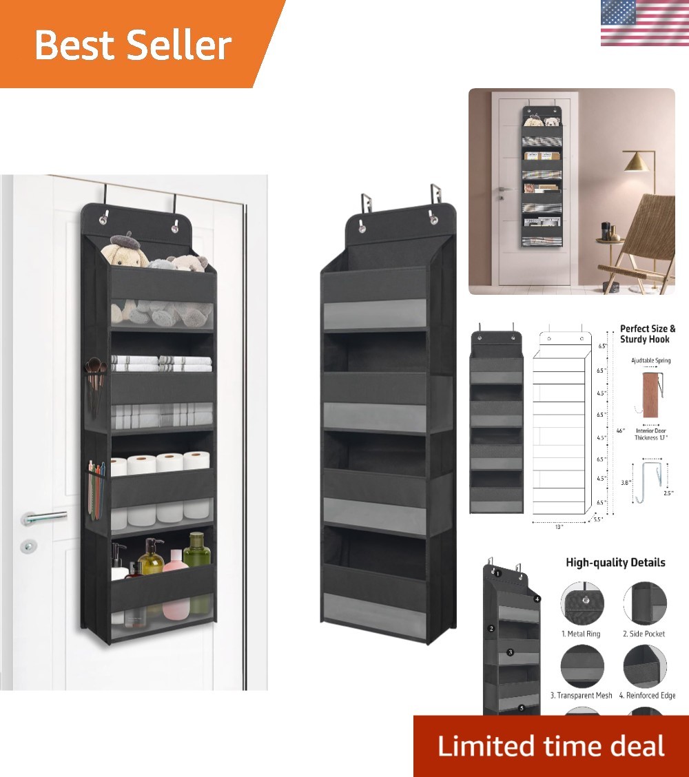 Door Hanging Organizer with 4 Large Pockets Closet Bathroom Nursery Dorm Storage gallery