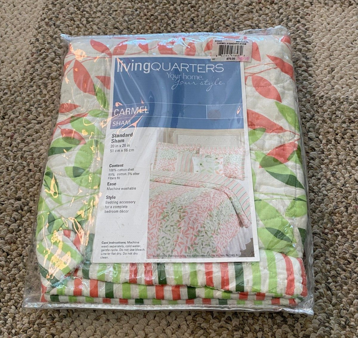Standard Pillow Sham 20" x 26" Pink & Green Living Quarters Carmel Beach Girls gallery