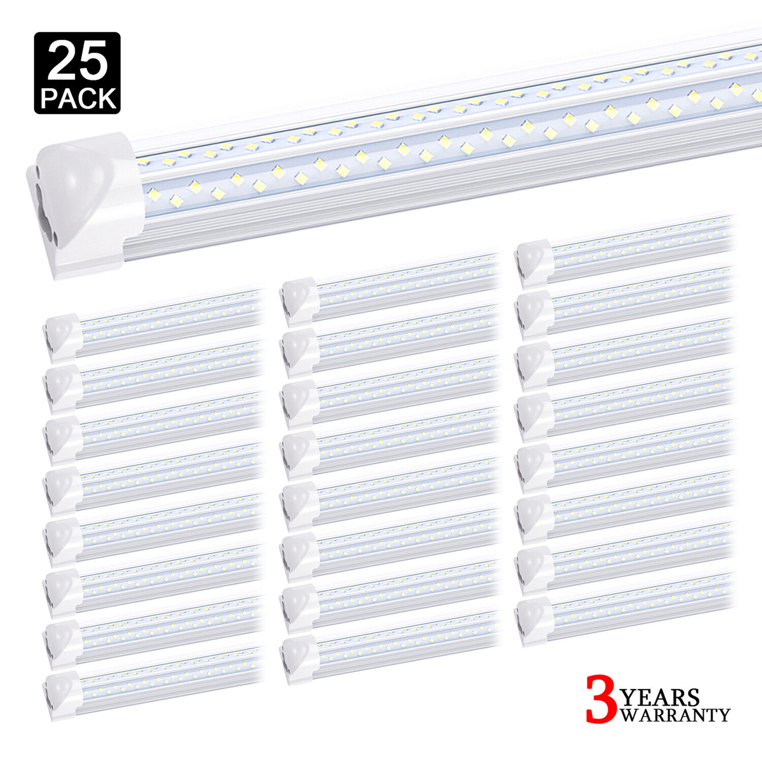 25 Pcs T8 8FT Integrated LED Tube Light Bulbs 120W 8Foot 8' LED Shop Light 6000K gallery