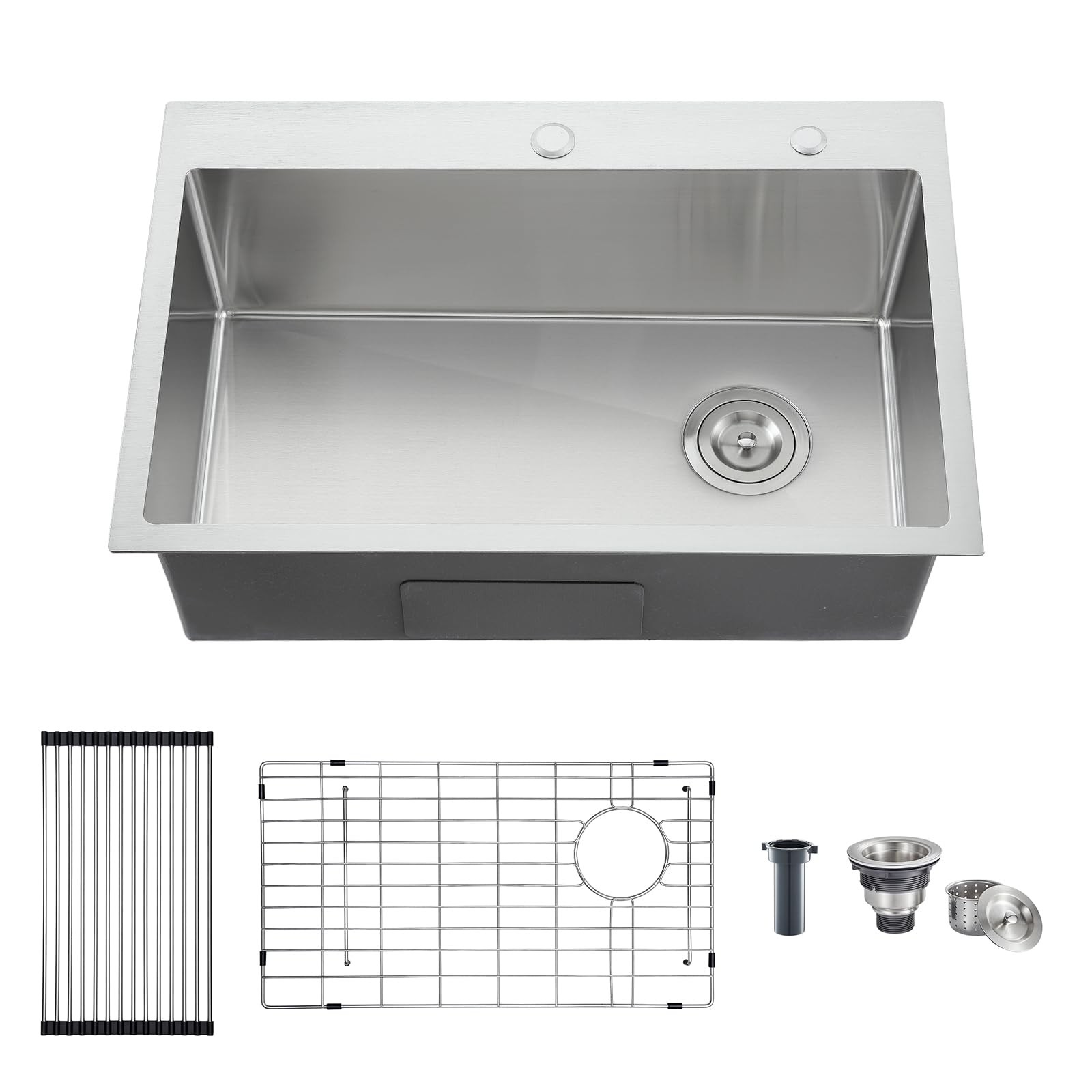 ** NEW Drop-In Kitchen Sink | 27 x 18 x 9 Inch | Stainless Steel | Accessories gallery