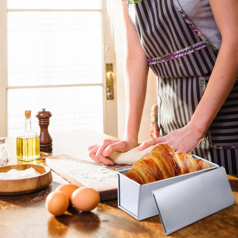 1 Pack Pullman Loaf Pan with Lid, 13x4 Inch Large Capacity Bread Loaf Pan with C gallery