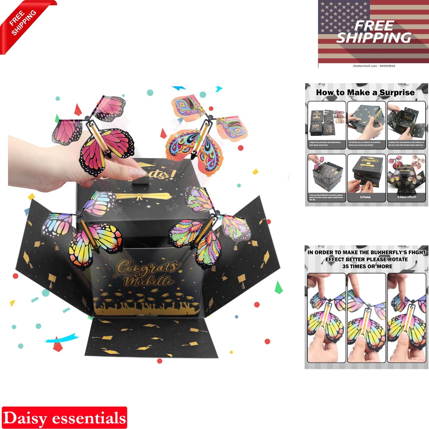 Graduation Surprise Box with Flying Butterflies Explosion Gift Container DIY ... gallery