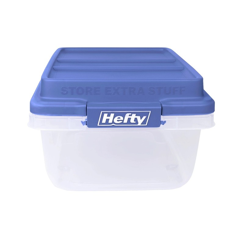 Hefty 18 Quart Clear Storage Bin With Blue Hi Rise Lid FREE SHIPPING gallery
