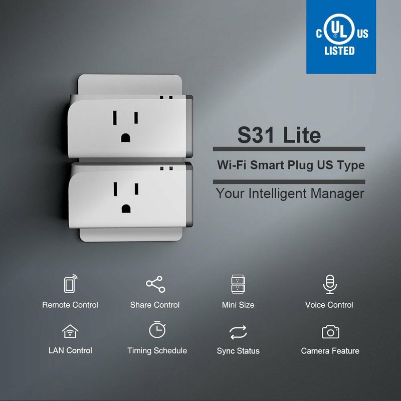 2PCS Sonoff S31 Lite Wifi Smart Socket 15A Power Switch Plug Outlet App Control gallery