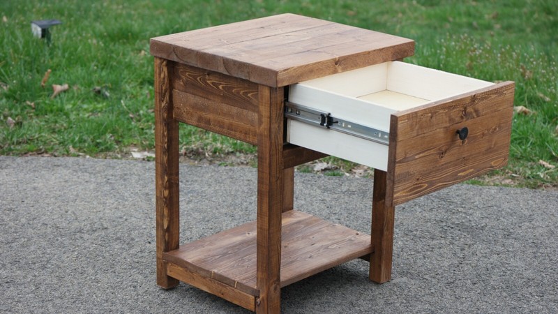 Rustic Bedside Table With Concealed Drawer & Shelf. Solid Wood Handmade gallery