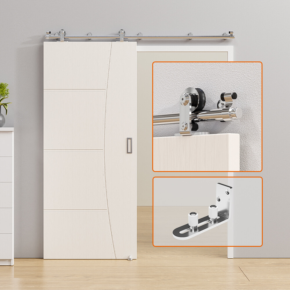 4FT-20FT Stainless Steel Sliding Barn Door Hardware Closet Track Kit for1/2Door gallery