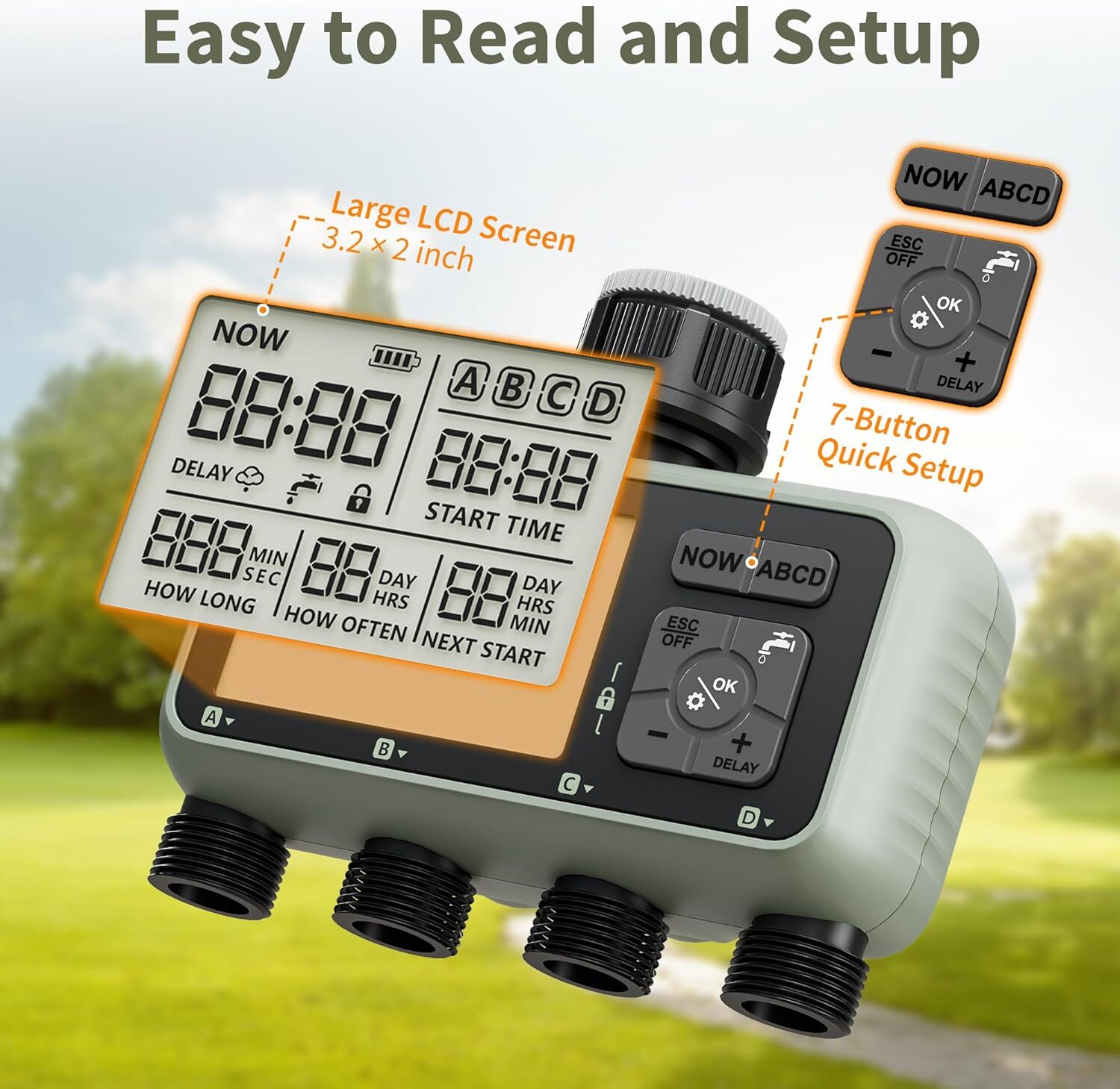Smart Sprinkler Timer Programmable Water Timer for Garden Irrigation Auto 4 Zone gallery