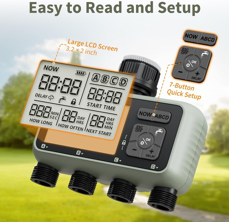 Smart Sprinkler Timer Programmable Water Timer for Garden Irrigation Auto 4 Zone gallery