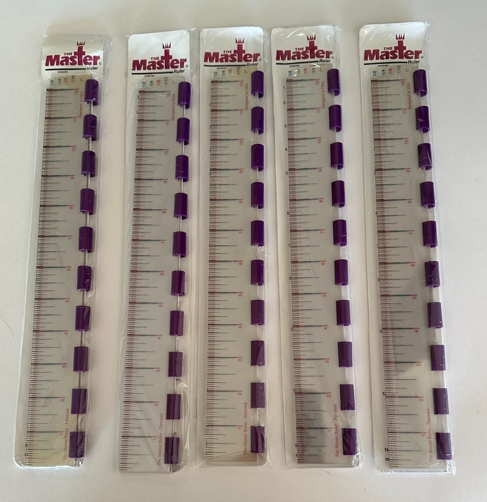 The Master Ruler 12-Inch 5-In-1 Plastic Ruler: 1" 1/2” 1/4” 1/“8 1/16" Set of 5 gallery