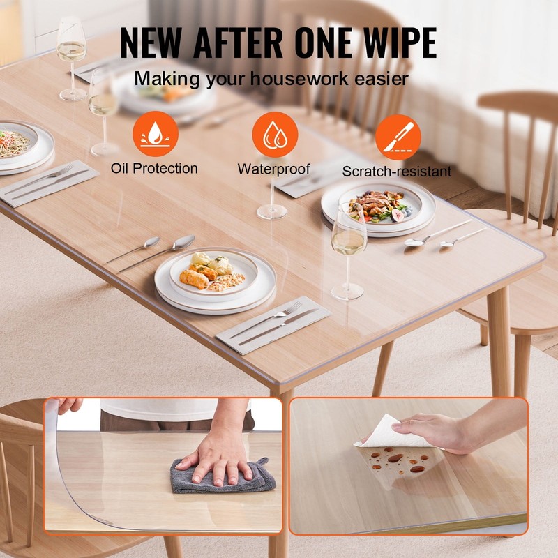 Clear Plastic Tablecloth Dimensions 42 x 72 Inch W/ 2.0 mm Thickness Rectangular gallery