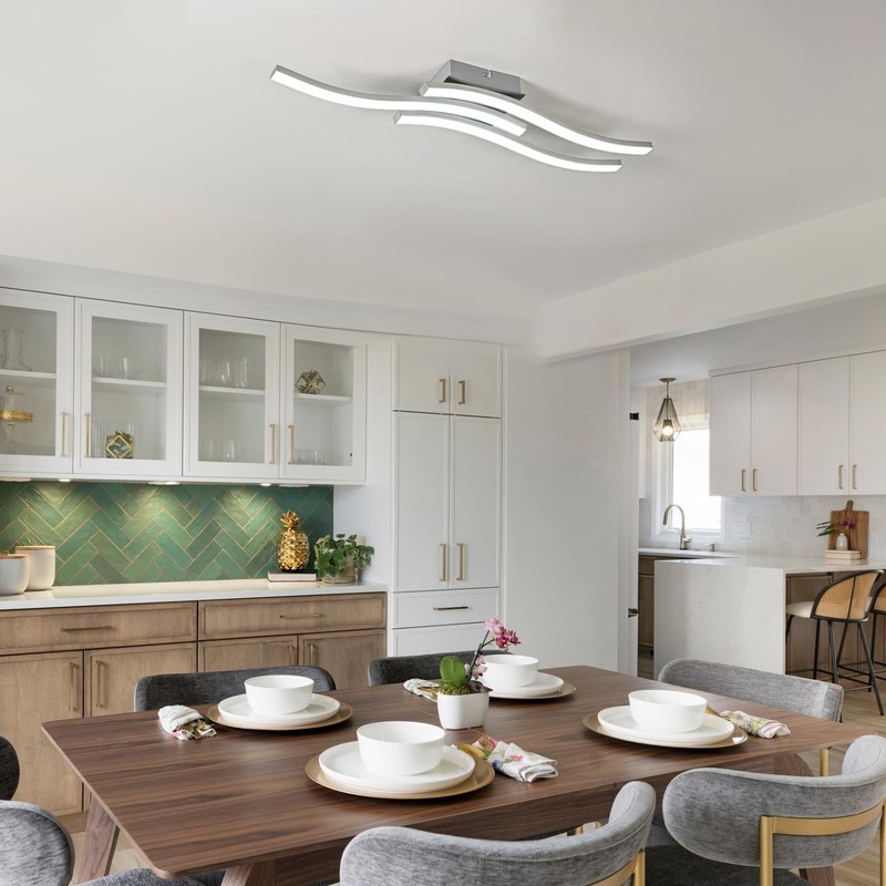 Modern Dimmable Ceiling Light Curved 3 Light 22.5 in Minimalist Flush Mount C... gallery