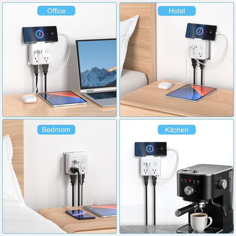 8-in-1 Multi Plug Expander, Outlet Extender with 4 Outlets & 4 USB Ports (2 U... gallery