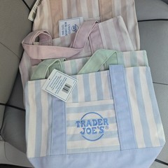 SAME DAY SHIPPING – Trader Joe’s Mini Pastel Stripe Tote Bag Set of 4