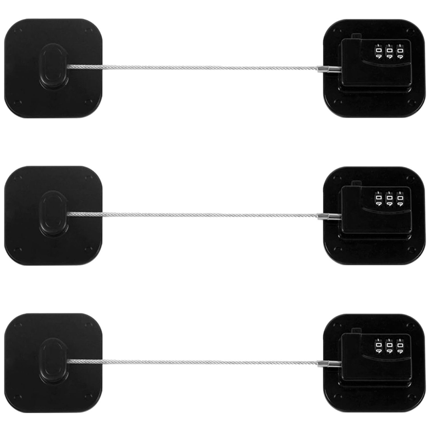 Safety Lock for Refrigerator, Cabinets, Drawers, Black-3Pack gallery
