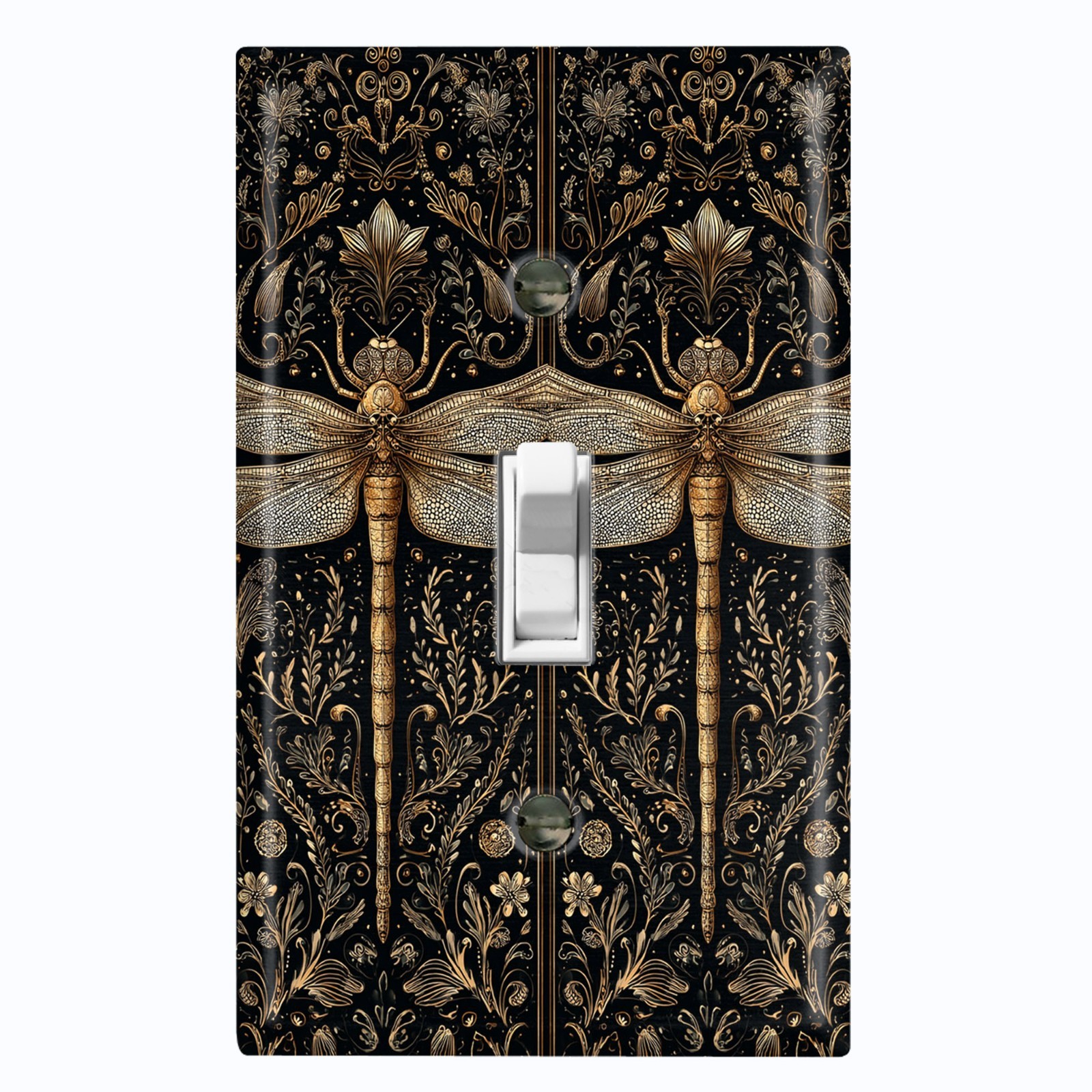 Metal Light Switch Outlet Cover Wall Plate Elegant Dark Dragonfly Decor BEE119 gallery