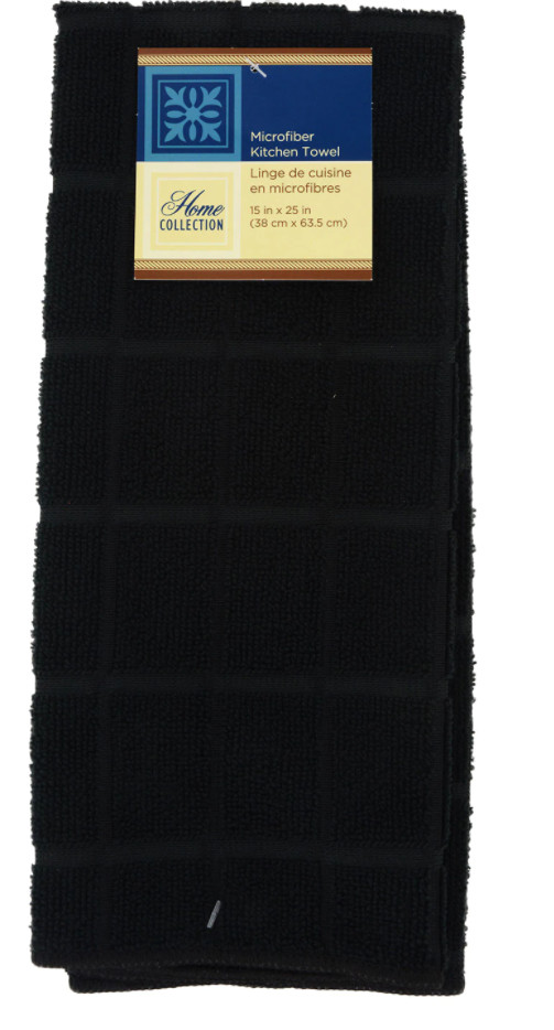 Home Collection Kitchen Towel 100% Polyester ~ Window Pane Pattern Black (Qty 1) gallery
