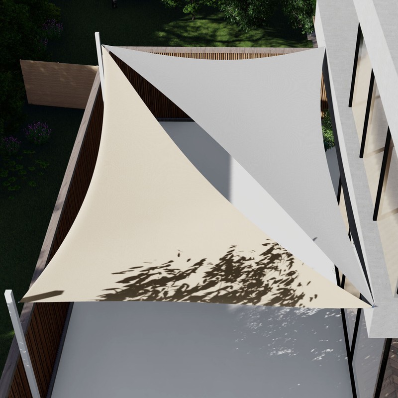 25/26/27ft Beige Equilateral Triangle Outdoor Steel Cable Sun Shade Sail 260GSM gallery