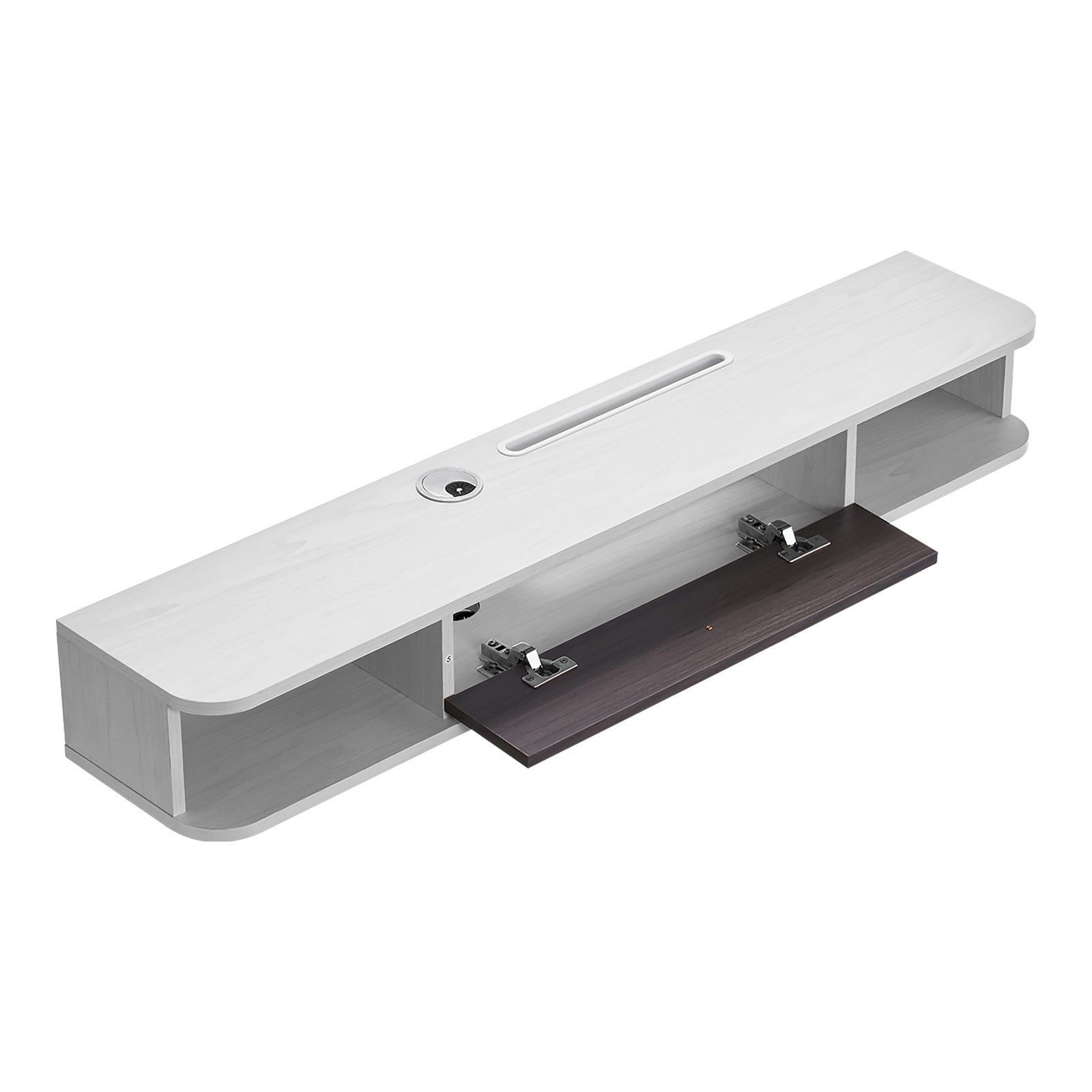 Floating TV Stand 47 in Entertainment Center Power with Cable Hole White gallery