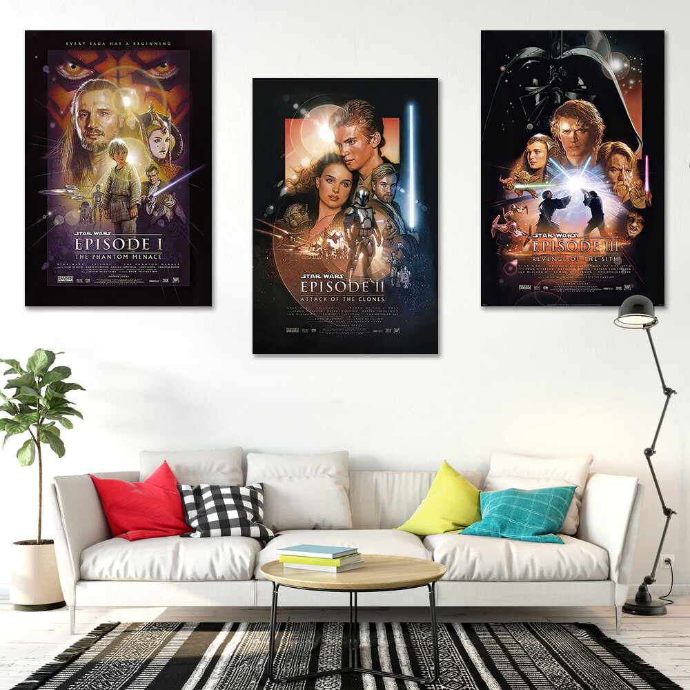 STAR WARS: EPISODE I, II & III - 3 PIECE MOVIE POSTER SET (REGULARS) (24 X 36") gallery