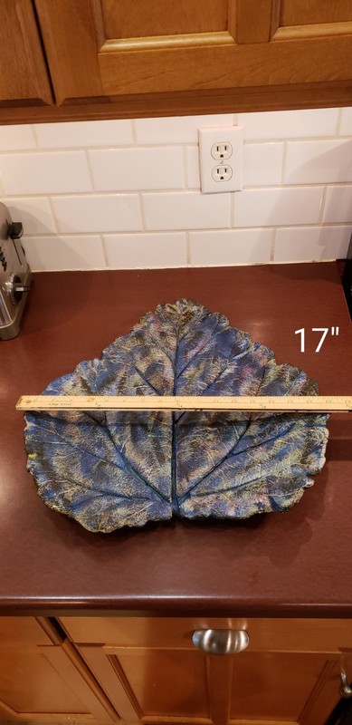 Hand Painted Cement Leaf Casting Garden Art 17x17 9lbs Beautiful Indoors Too gallery