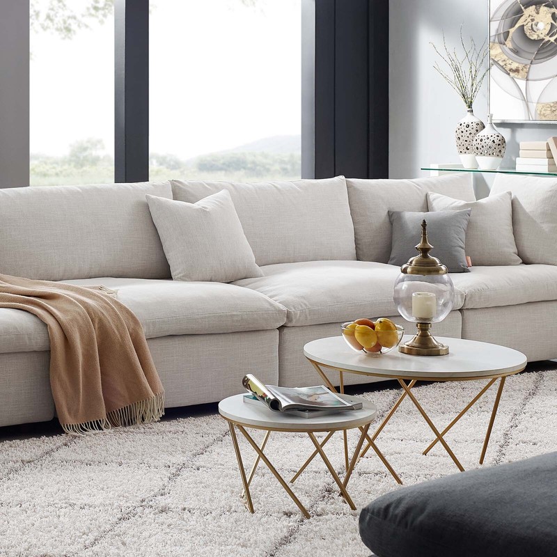 Modway Commix Down Filled Overstuffed 3-Piece Armless Sectional Sofa in Beige gallery