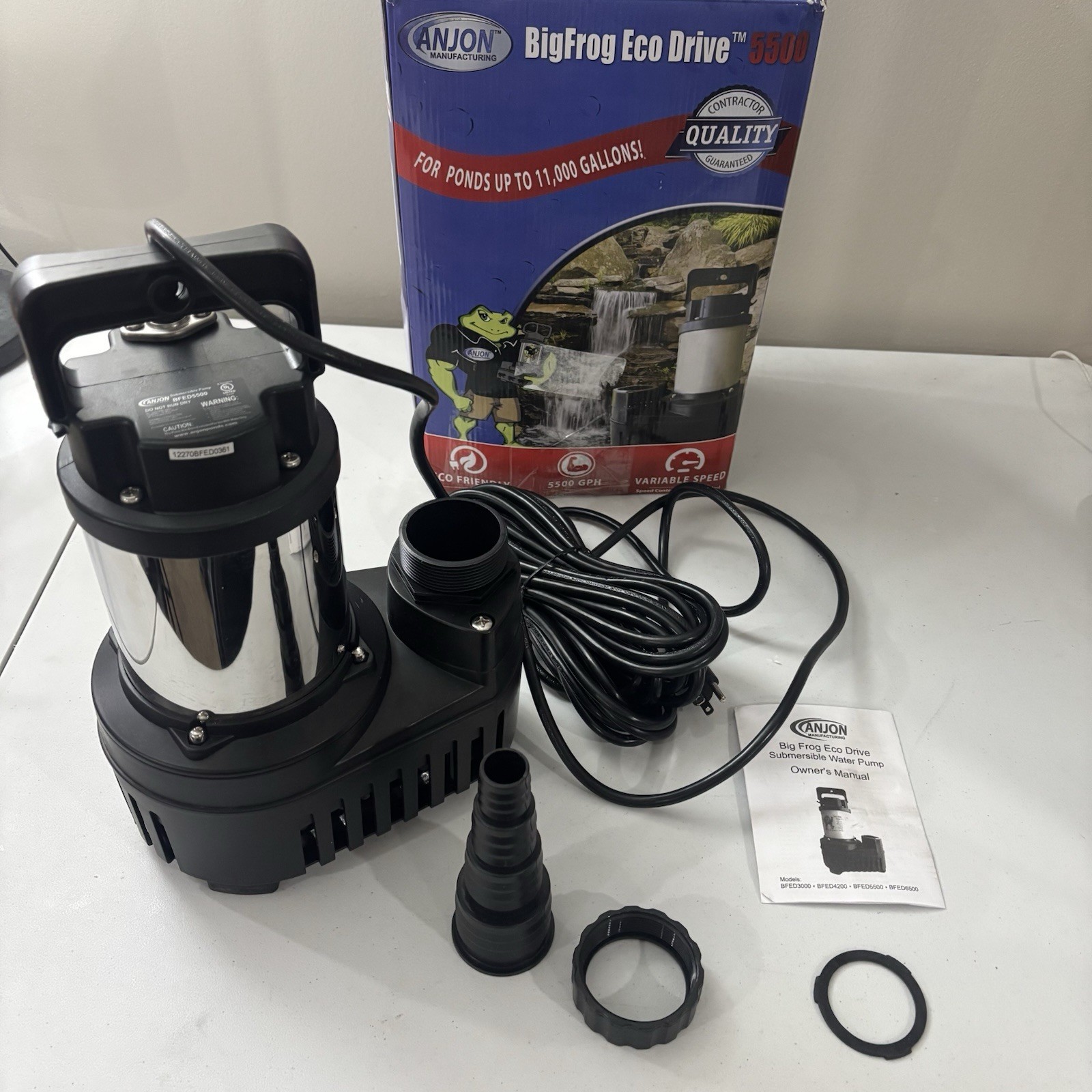 5500 GPH Pond Waterfall Pump Energy Efficient Big Frog Eco Drive Anjon BFED5500 gallery