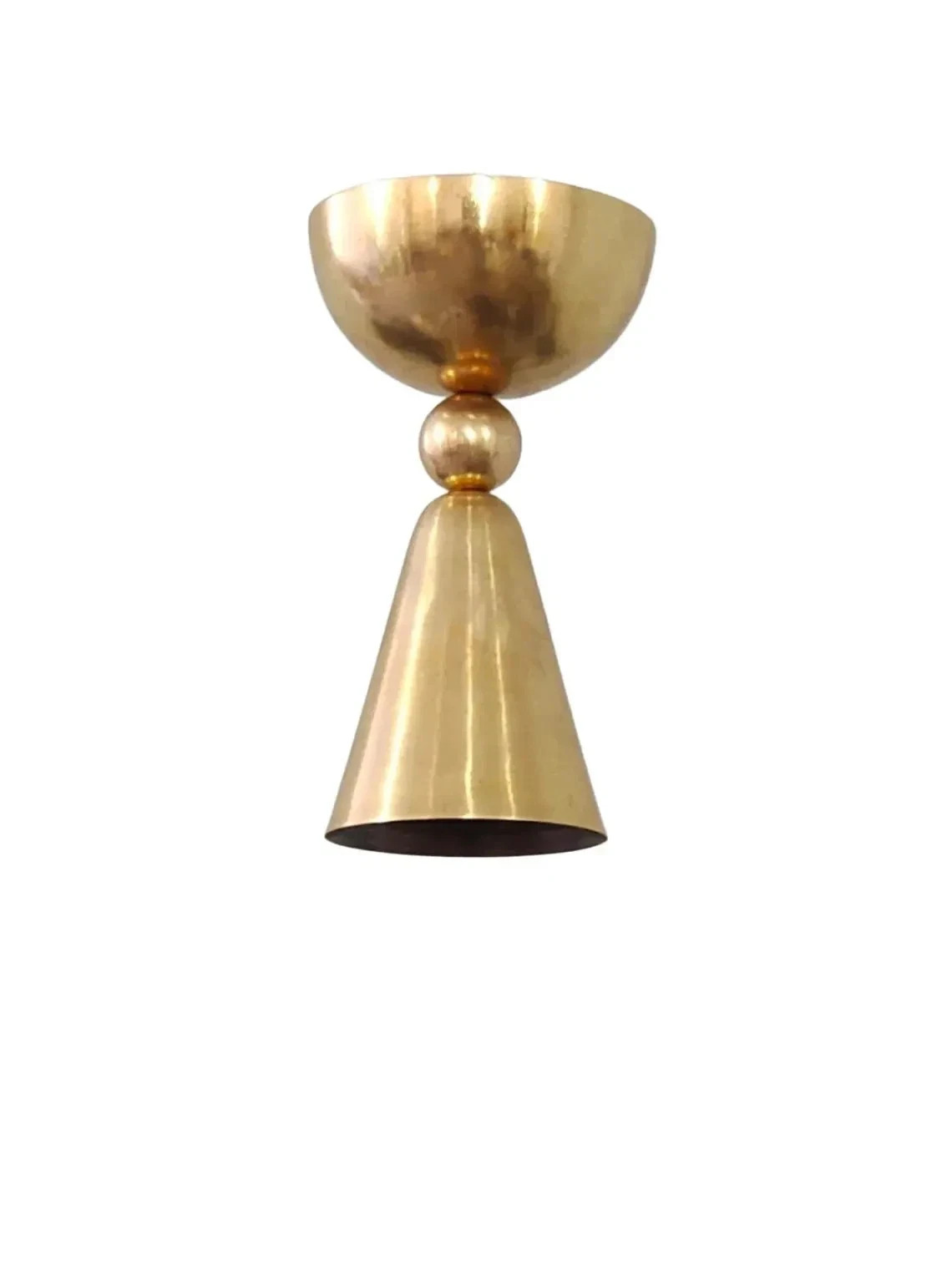 Industrial Brass Semi-Flush Ceiling Lmap | Modern Cone Pendant Fixture gallery