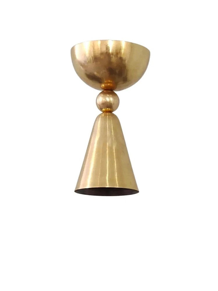 Industrial Brass Semi-Flush Ceiling Lmap | Modern Cone Pendant Fixture