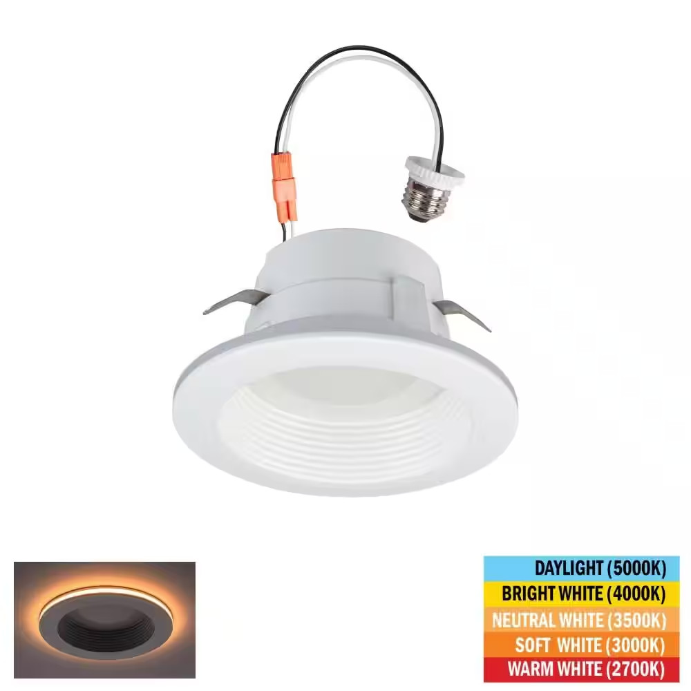 4 In. Adjustable CCT Retrofit Integrated LED Recessed Downlight Trim with Night gallery