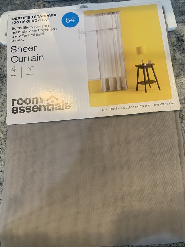 Room Essentials Sheer Voile Window Curtain ONE Panel Gray 60"W x 84"L gallery