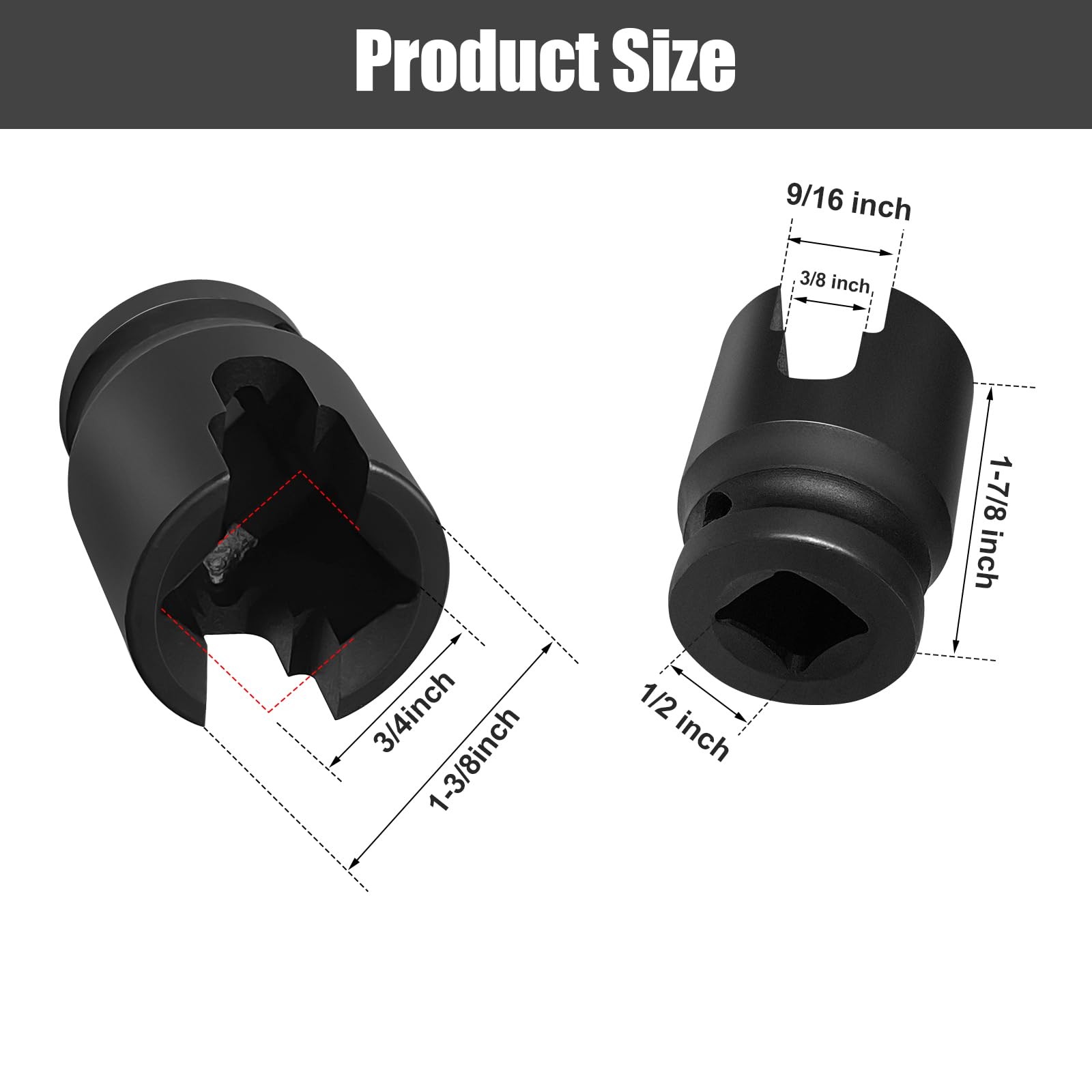 Cr-M0 Steel Multi Purpose Lineman Socket 1/2" Drive,Fits 3/4 Inch 4-Point Squ... gallery