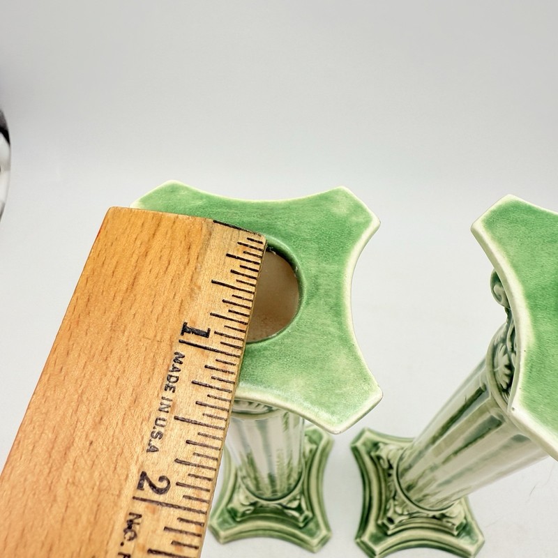 Green Ceramic Candlestick Holders Pair Column Home Decor gallery