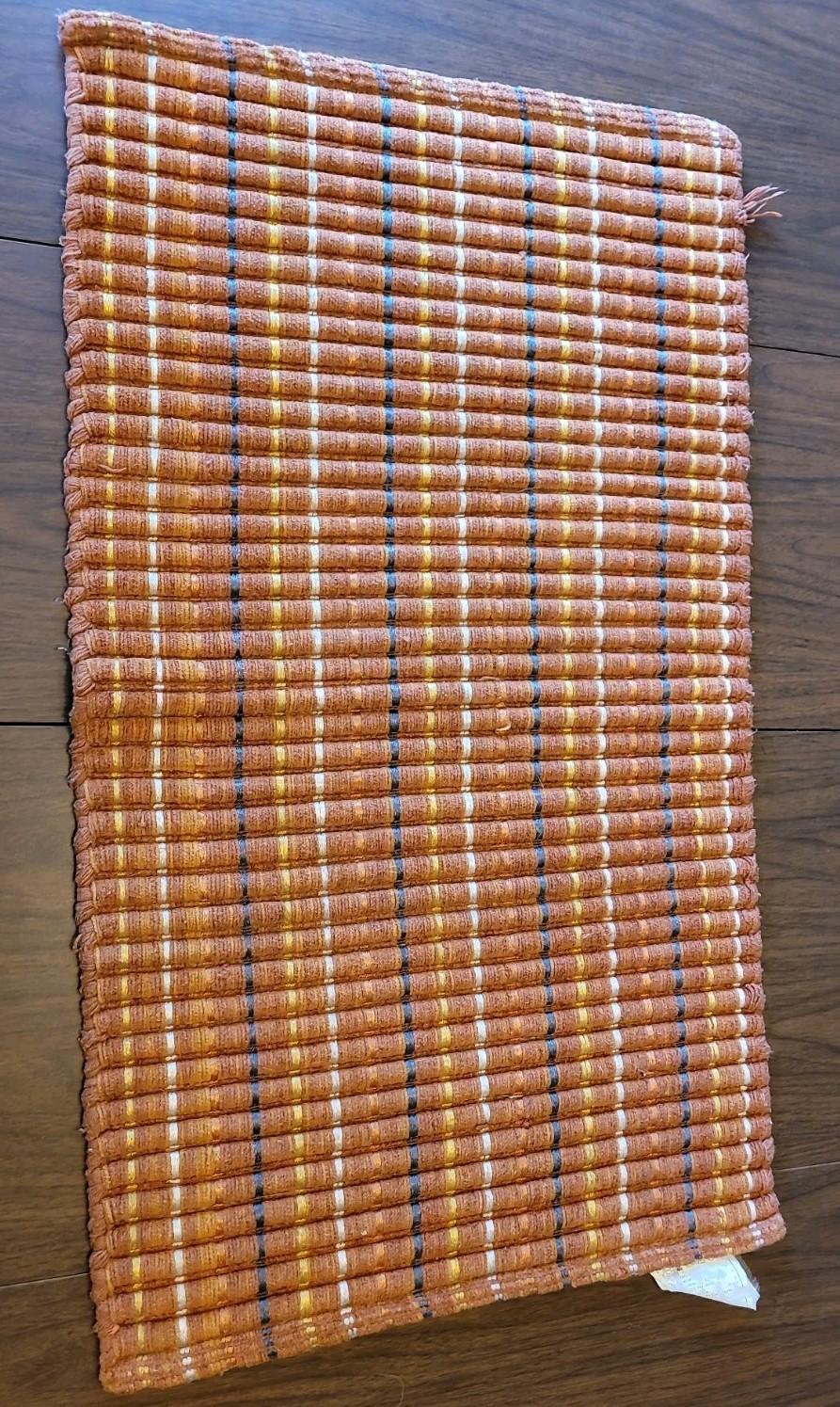 Vintage Accent Rug Orange With Yellow Grey White And Orange Stripes 33×19 gallery