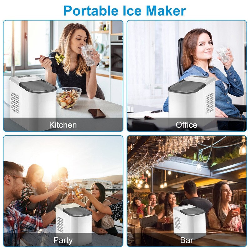 Countertop Ice Maker with Scoop 9 Cubes Ready in 6 Mins 33Lbs/24H Self-cleaning gallery