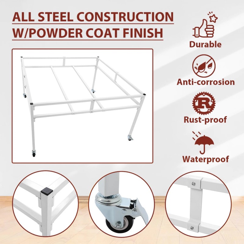 White Rolling Flood Table Stand Hydroponic Germination Trays Plants 4'x8', 4'x4' gallery