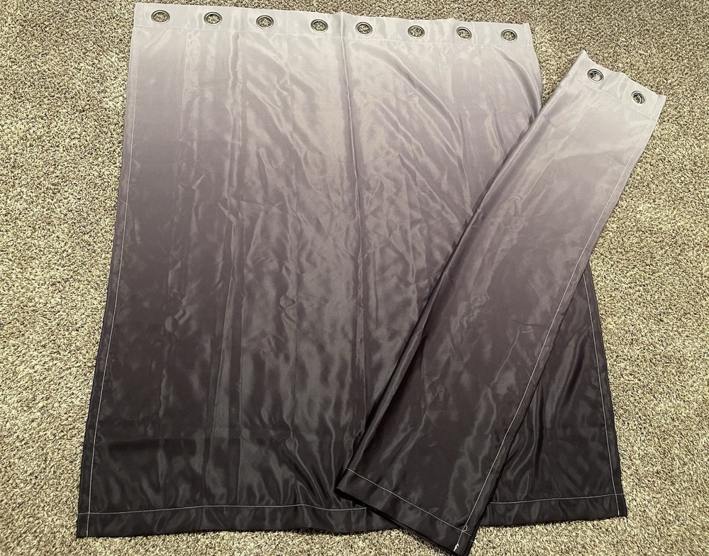 Ombré Light Grey to Black Two Panel Set Curtains 63 x 53 Inches New