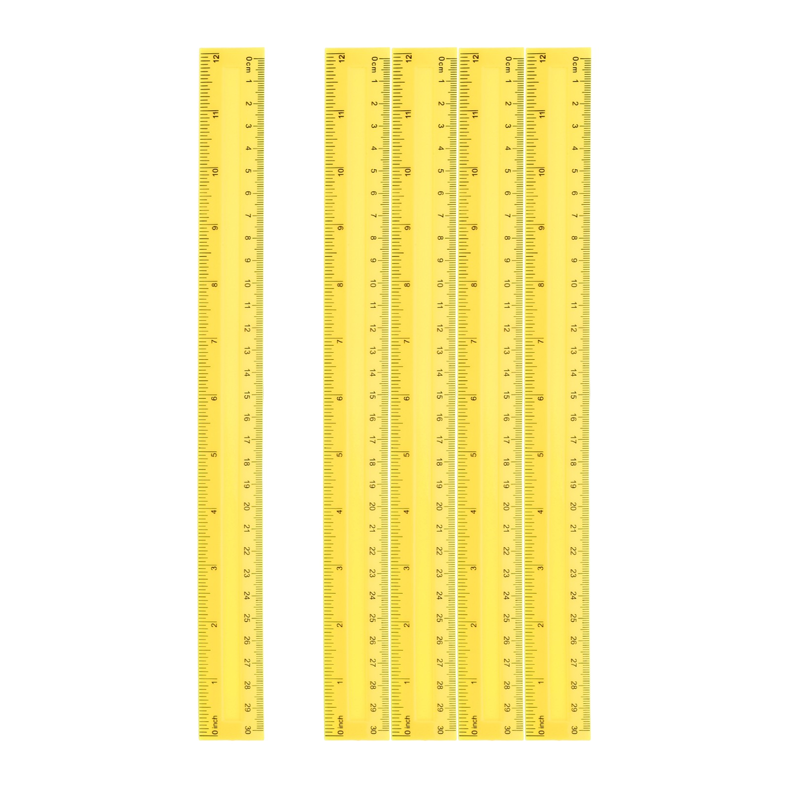 5pcs Plastic Rulers 12" (30cm) Clear Straight Ruler, Yellow gallery