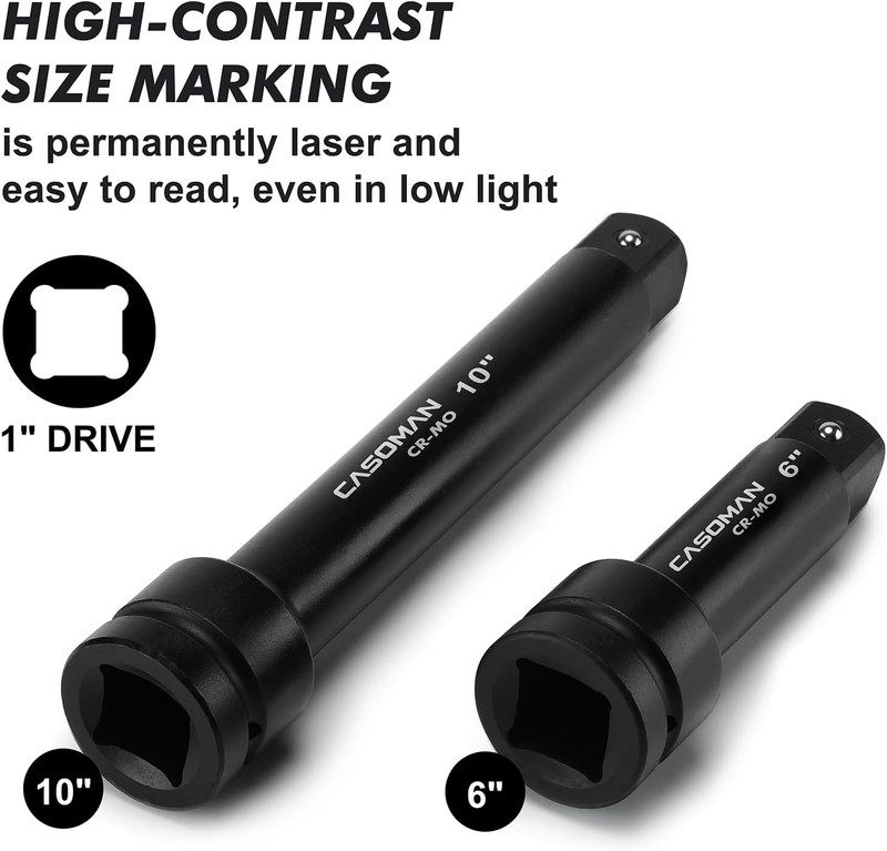 1" Drive Impact Extension Bars 6" & 10" CR-MO Steel Socket Extensions gallery