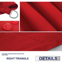 Red Right Triangle Waterproof Sun Shade Sail Outdoor Canopy Awning Patio Pool