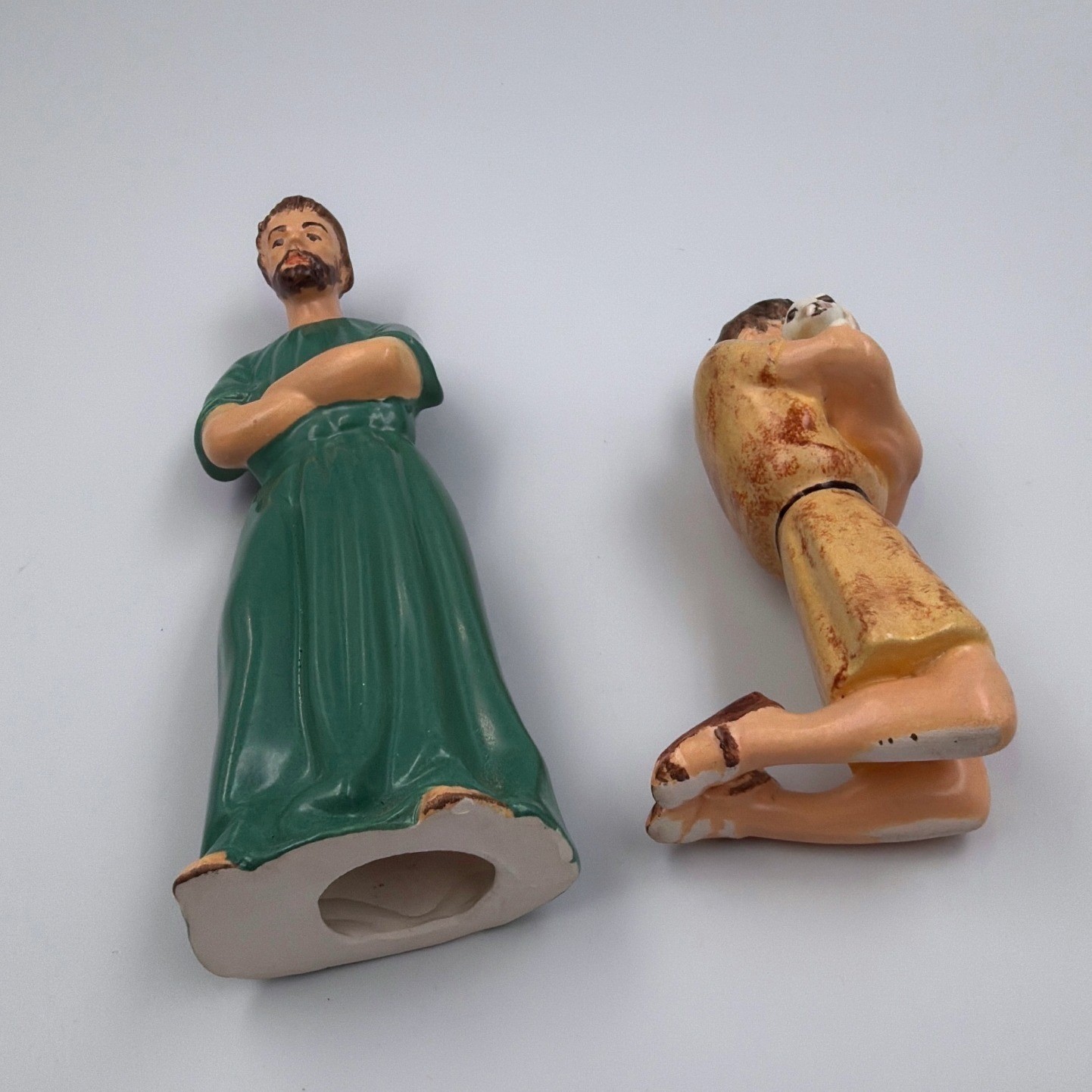 Vintage Nativity Ceramic Hand Painted Shepherd Figures Set of 2 Replacements gallery