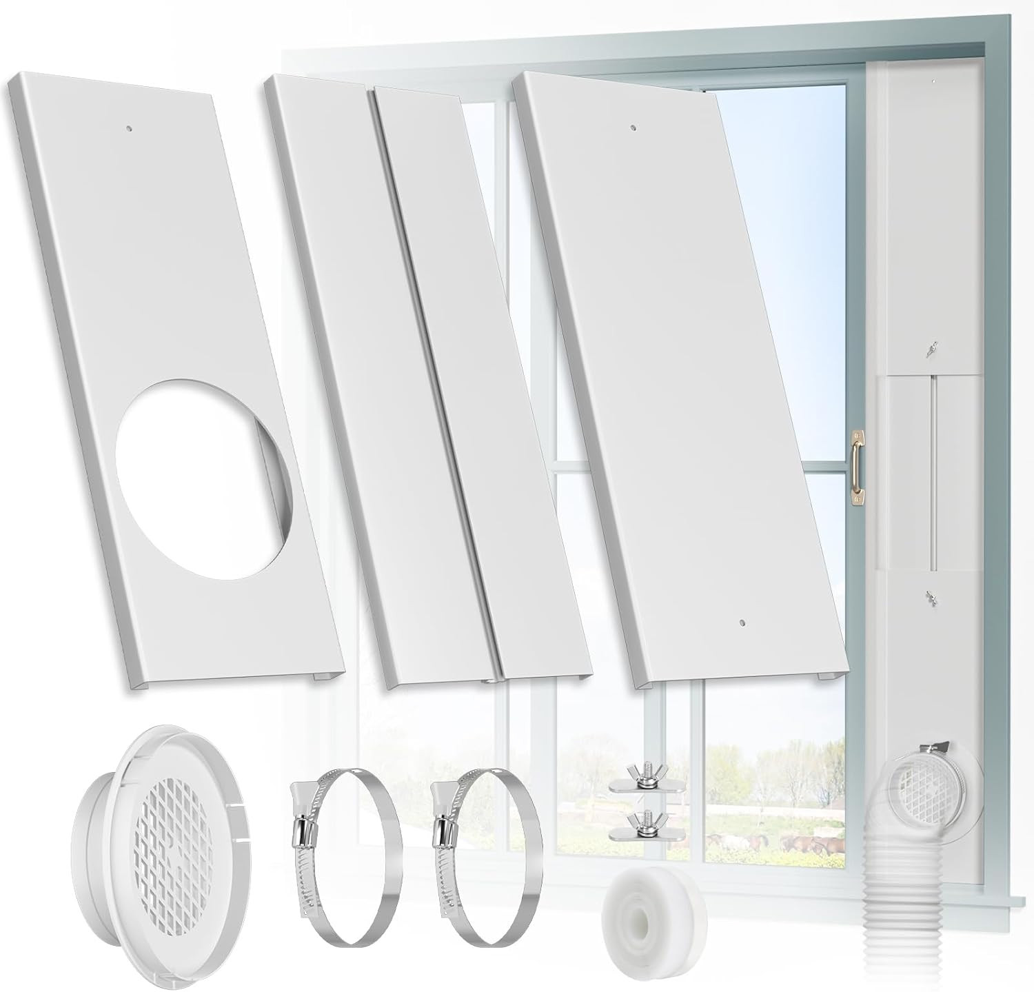 Window Duct Kit Dryer Window Vent Kit for 4” Ducting Dryer Vent Hose, Sliding Wi gallery