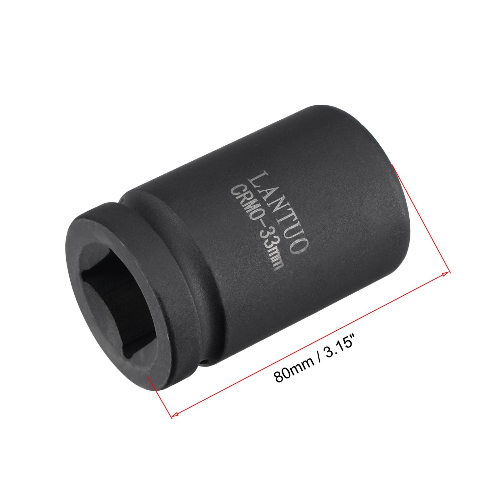 1" Drive by 33mm 6-Point Impact Socket CR-MO 80mm Length Standard Metric Sizes gallery