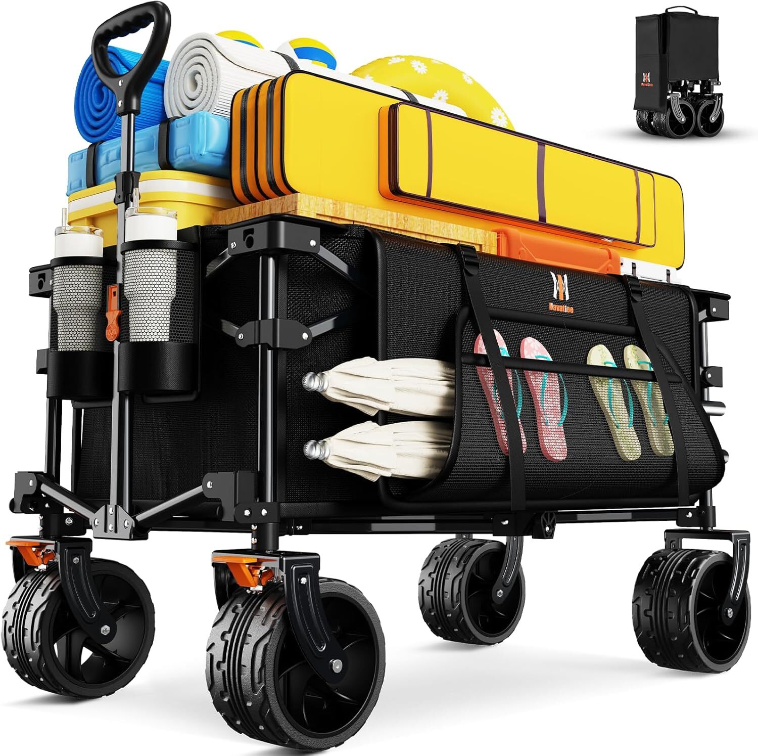 Collapsible Wagon Cart Foldable, Heavy Duty Beach Wagon with Silent All-Terrain gallery