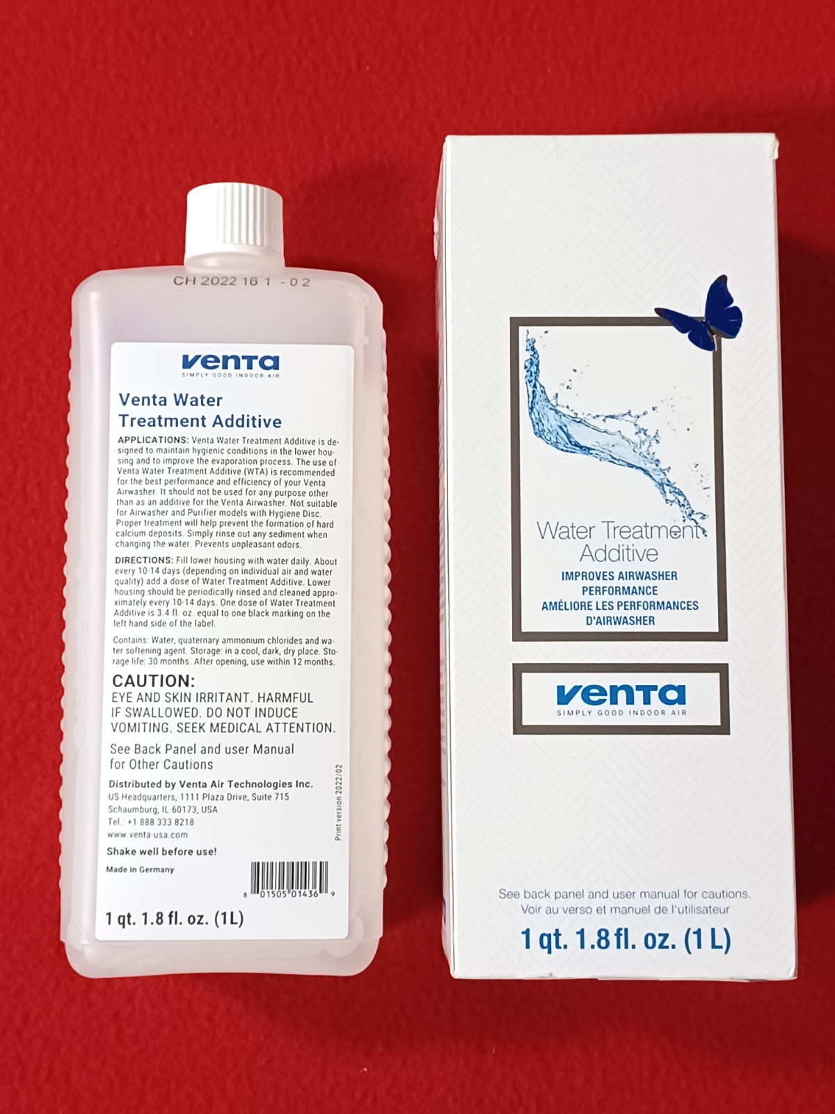 VENTA Airwasher Water Treatment Additive 1qt 1.8 oz 1L New Open Box gallery