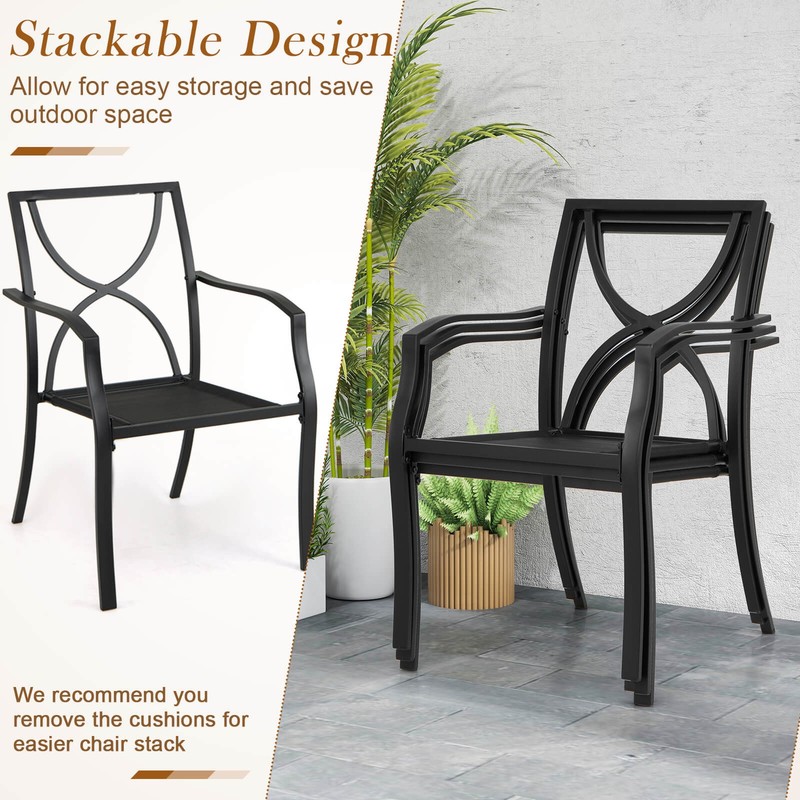 Patiojoy Patio 2PCS Dining Chairs Stackable Removable Cushions Garden Deck gallery