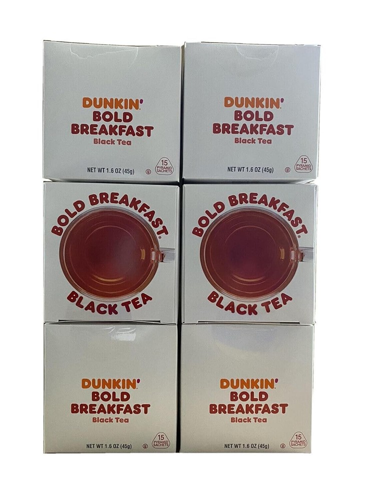 Dunkin Donuts Pyramid Sachet Tea Bold Breakfast 90 Tea Bags -12 Packs of 15 Bags