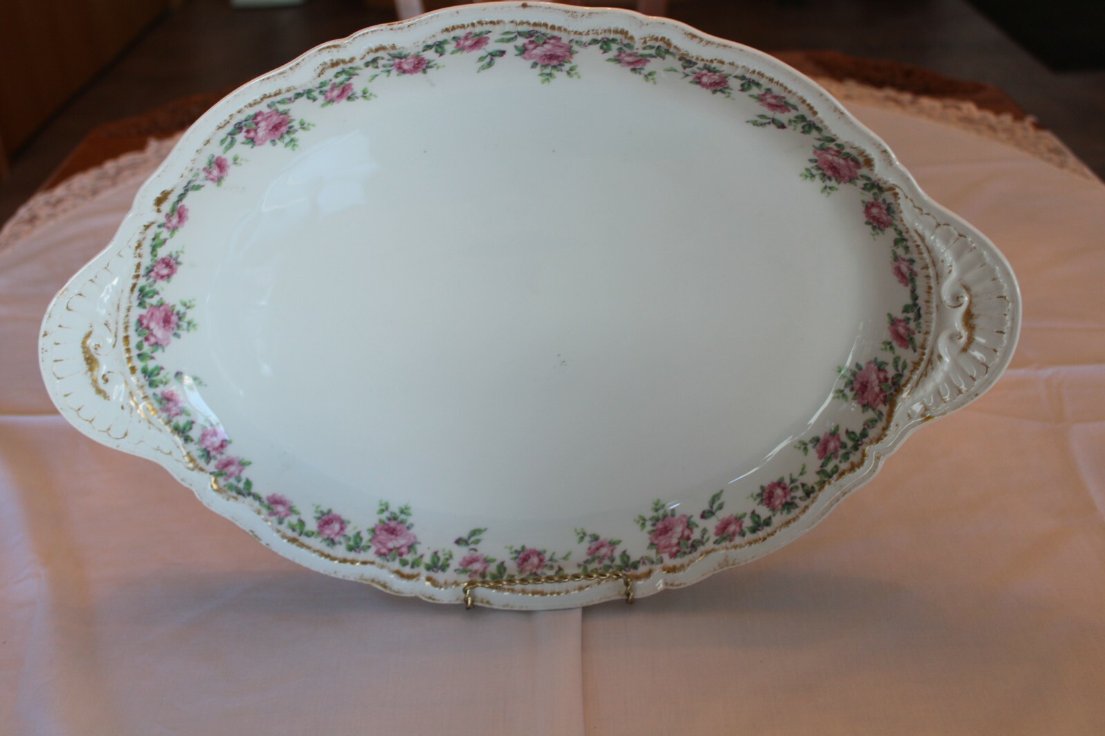 Theodore Haviland Limoges Rose Garland Pattern Deep Serving Platter S.C. Co. gallery