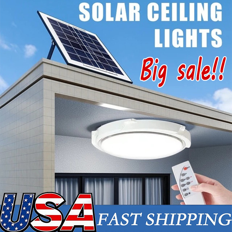 Solar Panel Powered Light Pendant Ceiling Lamp Indoor Outdoor Garden Shed Barn gallery