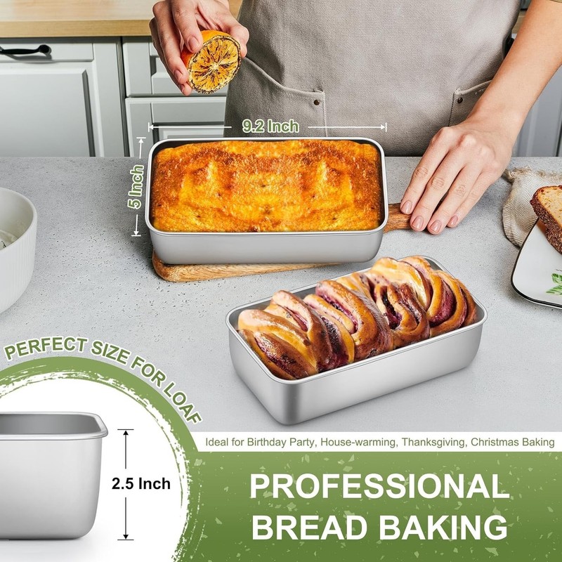 Loaf Pan Set, 9 x 5 Inch Bread Pans, Stainless Steel Loaf Toast Baking Pans F... gallery